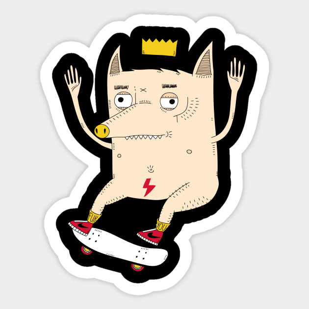 King pig #2 Sticker by eclistrations